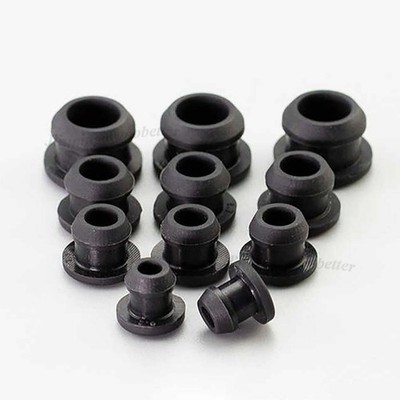 Black Snap-on Hole Plug 2.5mm~60.6mm Silicone Rubber Blanking End Caps Tube Pipe