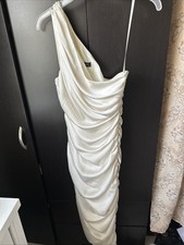 BCBG MAX AZRIA 338 OFF WHITE DRAPED Ruched GOWN DRESS SZ 8