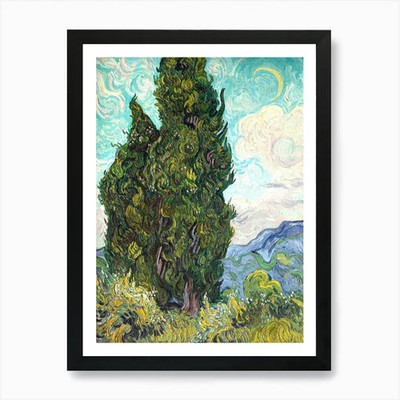 Cypress Tree Art Print Framed Wall  Framed Wall Art Poster Canvas Print Picture