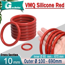 Red Silicone Rubber O Rings Metric Food Grade Cross Section 10mm, ID 80mm-670mm