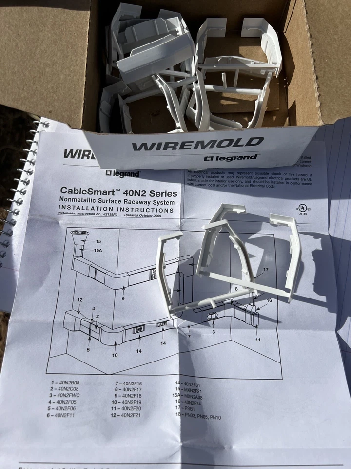 Legrand WIREMOLD 40N2F05WH NM Base Seam Clip 40N White CableSmart - Box of 10 - Image 3 of 4