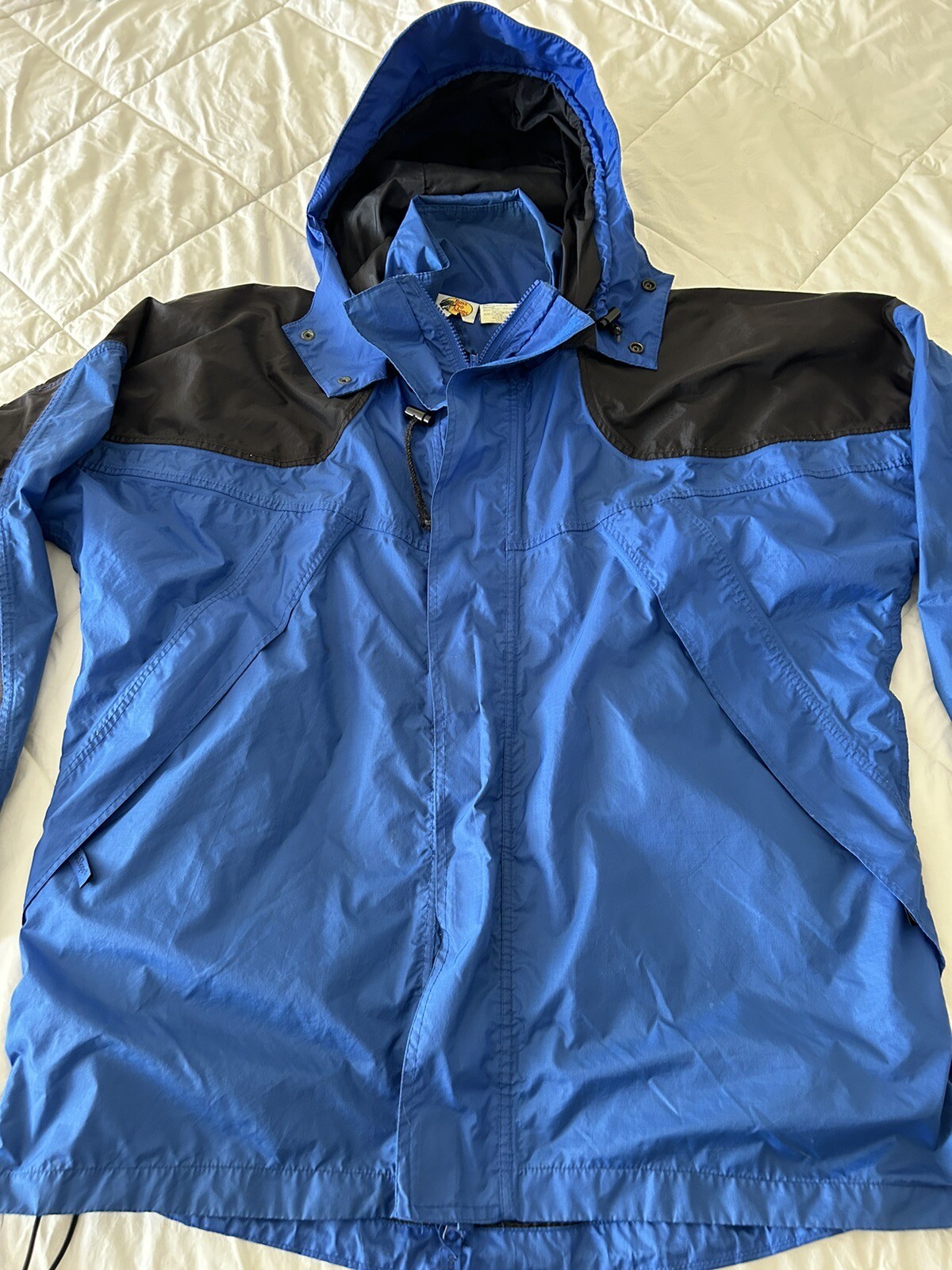 Bass Pro Shop Hooded Full Zip Rain Resistant Nylon Jacket Men L Blue eBay