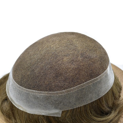 US Mens Toupee French Lace Hairpiece Poly Pu Skin Around Hair System Replacement - Picture 5 of 63