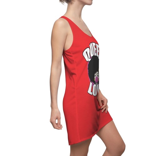 Women's Queen Love Afro Girl Racerback Dress Red Sporty Party Dress - Picture 7 of 43