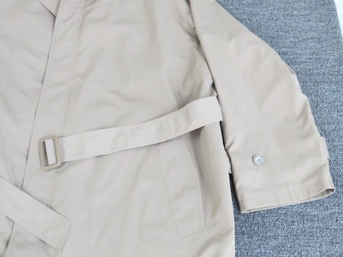 LL Bean Trench Coat Mens XL Beige Nylon Button Front Belted Traveler Long Jacket - Picture 4 of 13