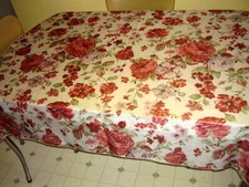 Red Peony Floral Tablecloth Nylon/Polyester 57" x 58" Square