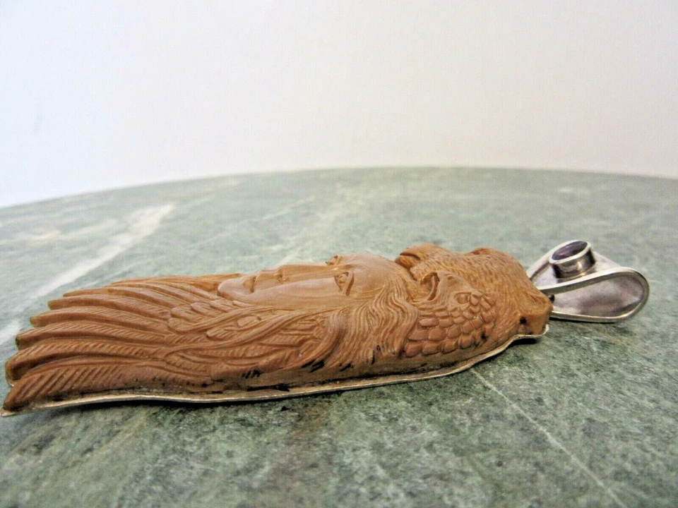 FÓSIL ALASKA MAMUT PLATA ESTERLINA AMATISTA COLGANTE DIOSA ÁGUILA PANTERA Foto 4 de 4