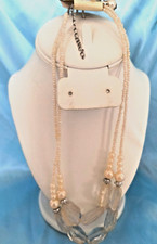 NEW My Style Women's Necklace/Earrings Gift Set Blush Acrylic Beads Faux Pearls