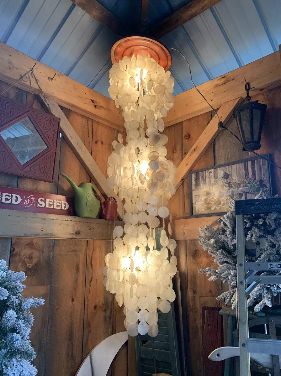 Large lampshade made of capiz shells, 1970s