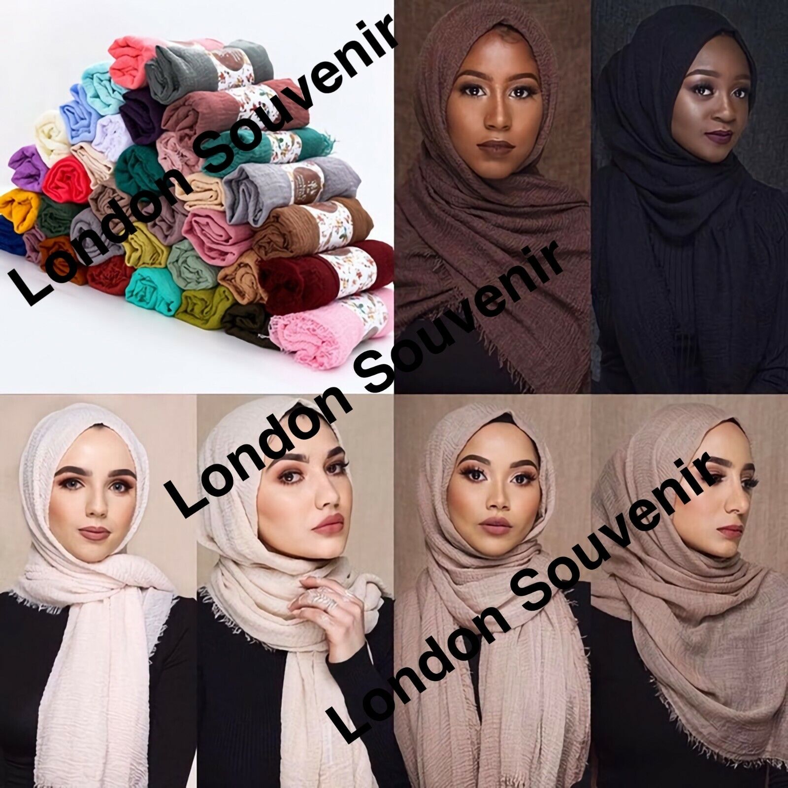 Wholesale Pack of 120 Crimp Crinkle Scarf Soft Lightweight Women Hijab  Headscarf | eBay