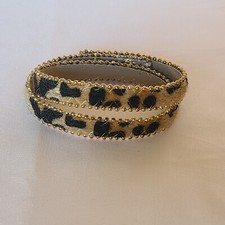 Faux Fur Leopard Print Animal Wrap Bracelet Faux Leather Punk Snap Closure