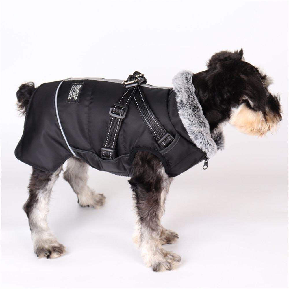 With Harness Coat Dogs Coats Plus Velvet Dog Warm Jackets Pet Dog