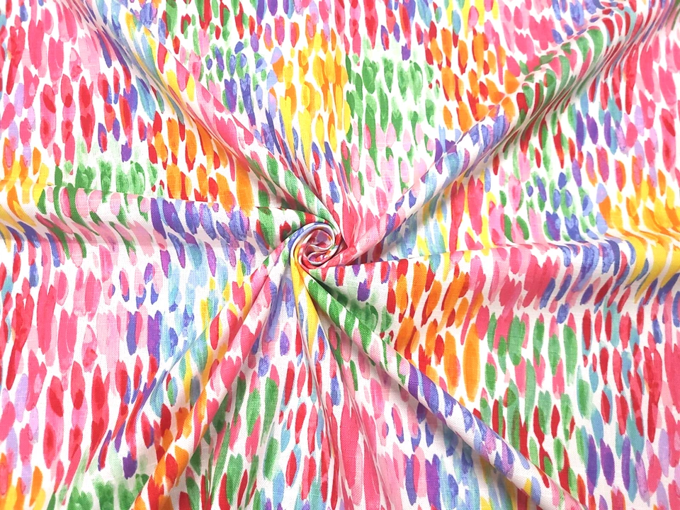 P Kaufmann MAKE IT RAIN FIESTA Pink Yellow Green Designer Drapery Uph Fabric - Image 4 of 4