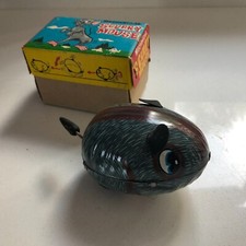 Vintage Tin Plate Clockwork Scurry Mouse 