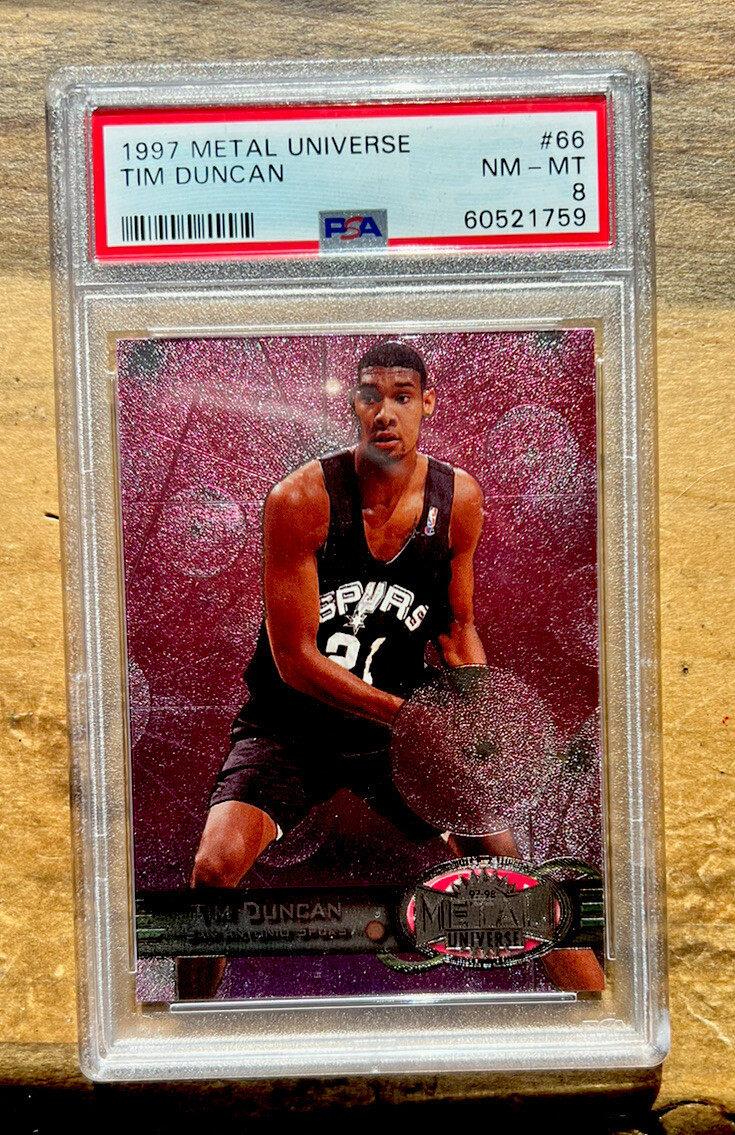 1997-98 Metal Universe #66 Tim Duncan Spurs RC Rookie HOF PSA 8 NM-MT