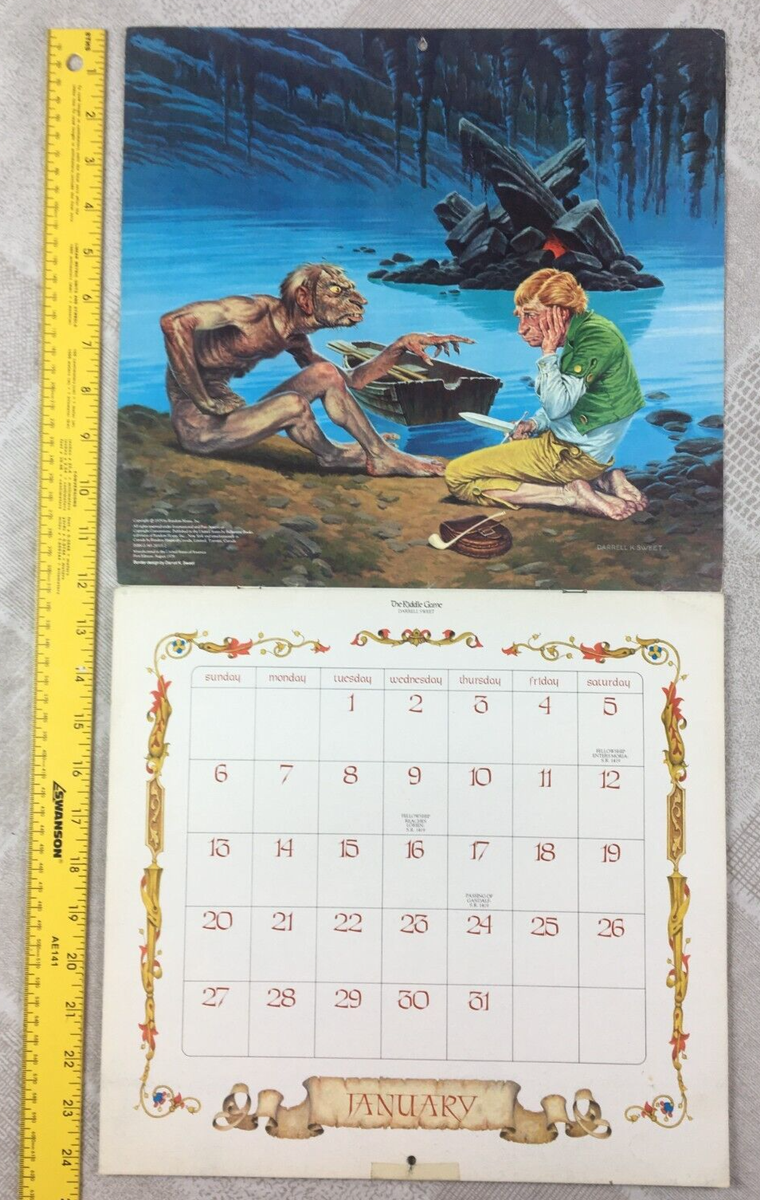 月刊ロードショーSTAR TV CALENDAR 1980 昭和レトロ　激レア 1980 Calendar J R R Tolkien The Lord of the Rings LOTR Hobbits