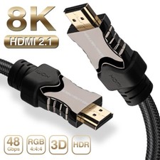 Pro 8K HDMI 2.1 Cable, 7680P 120Hz for UHD HD HDTV 3D, HDCP 2.2, 4:4:4 HDR, eARC