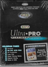 100 ULTRA PRO PLATINUM 3-POCKET 3 5/8  x 7 7/8 Pages Sheet Ticket, Currency