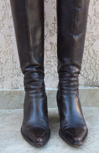 FREE LANCE Bottes cuir marron EUR 39 / UK 5,5 / US 7,5. Brown leather Tall Boots - Afbeelding 1 van 19