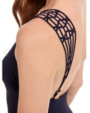 Gottex Womens One Piece Swimsuit Size 4 Black Mootini Unique Web Strap NWT