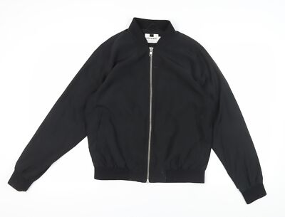 Topman Men's Black Bomber Jacket M Stand-Up Collar