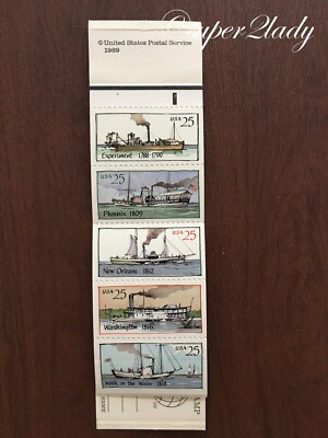 US Stamps 2405-2409 Booklet Of 20 Steamboats MNH OG 25c 1989