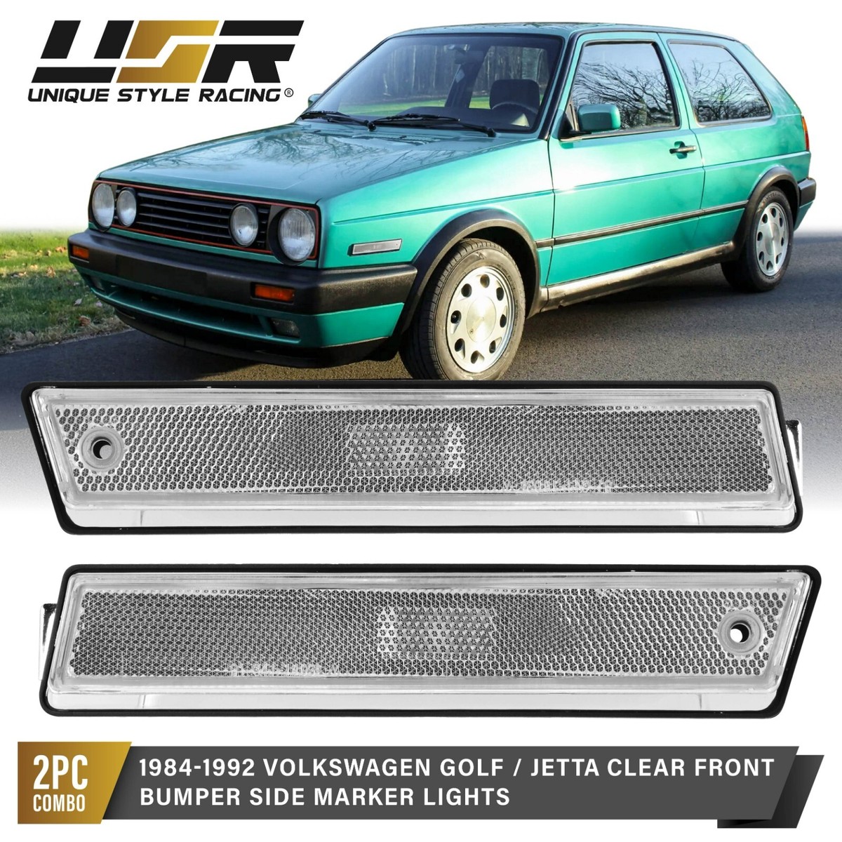 VW Golf、Jetta用Hella 方向指示灯 All Clear Side Marker Banana Fender Light Fit For 84-92 VW Golf