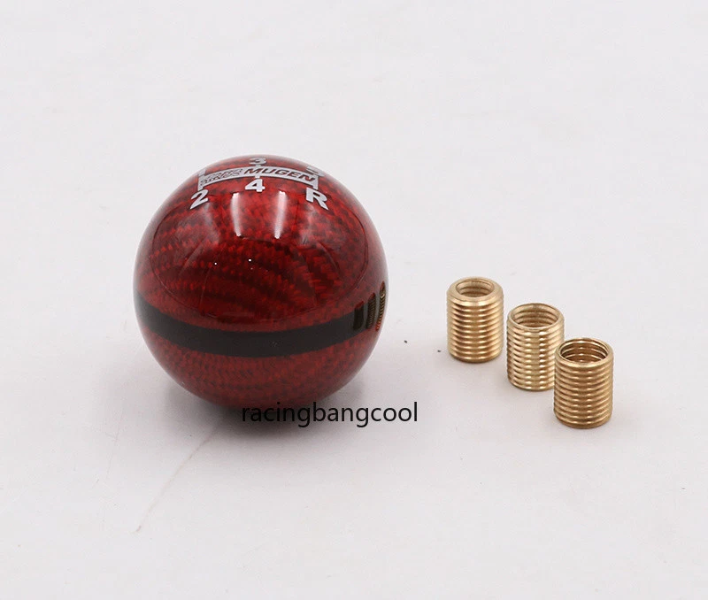 Pomo de cambio rojo de fibra de carbono Mugen rojo 5 velocidades para Honda/coche universal Foto 2 de 4