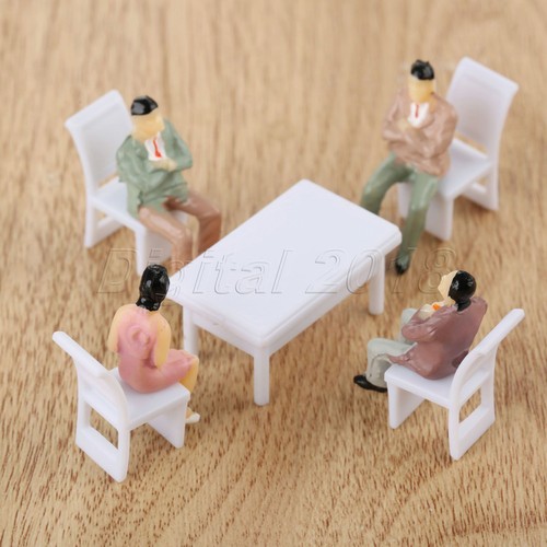 10pz Tavoli da Pranzo + 40pz Sedia Modello 1:50 Miniatura per Uso Home Fai Da Te Bianco - Foto 4 di 10