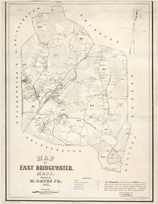 16'' x 20'' 1848 Map of East Bridgewater Massachusetts