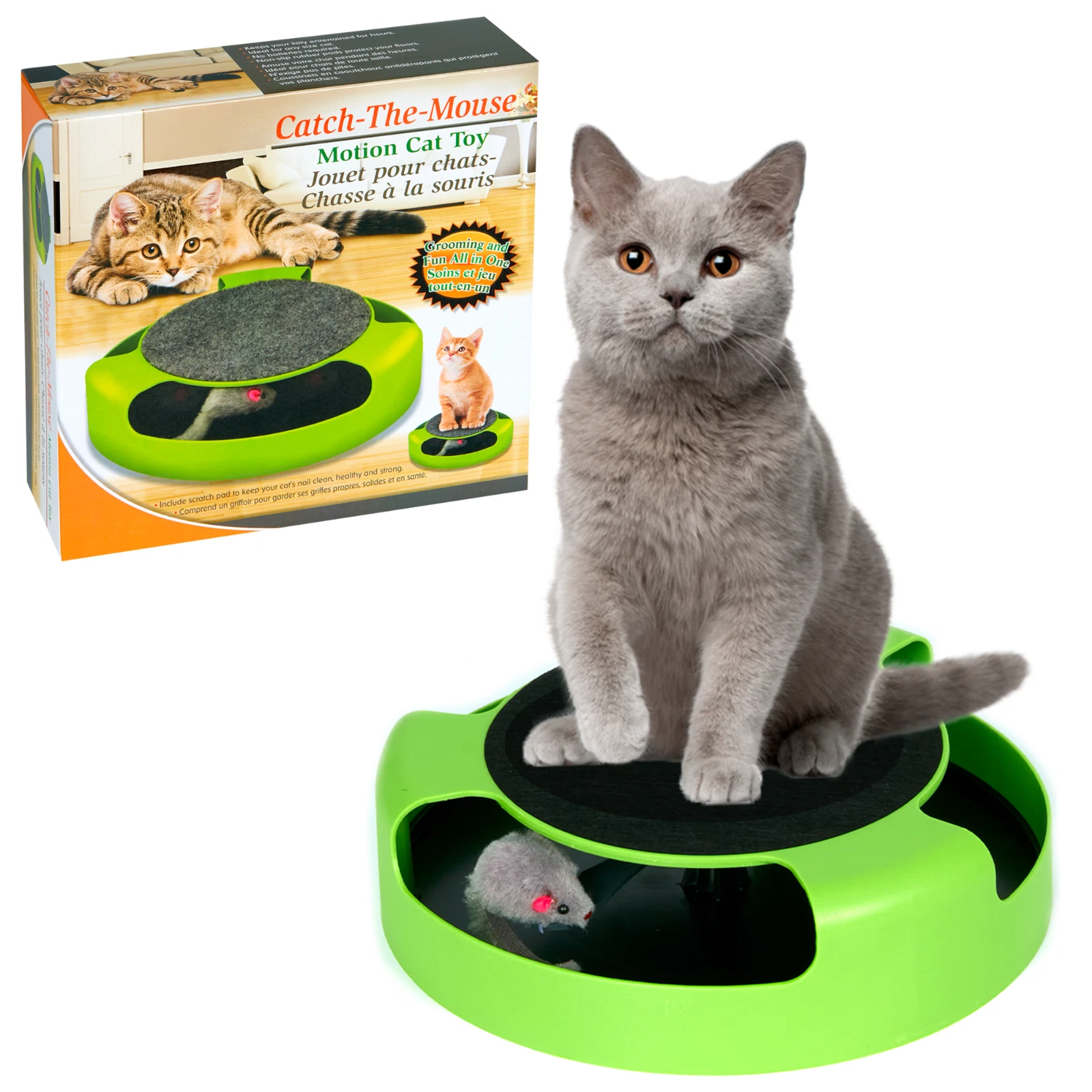 CAT KITTEN CATCH THE MOUSE PLUSH MOVING TOY SCRATCHING CLAW CARE MAT PLAY TOY