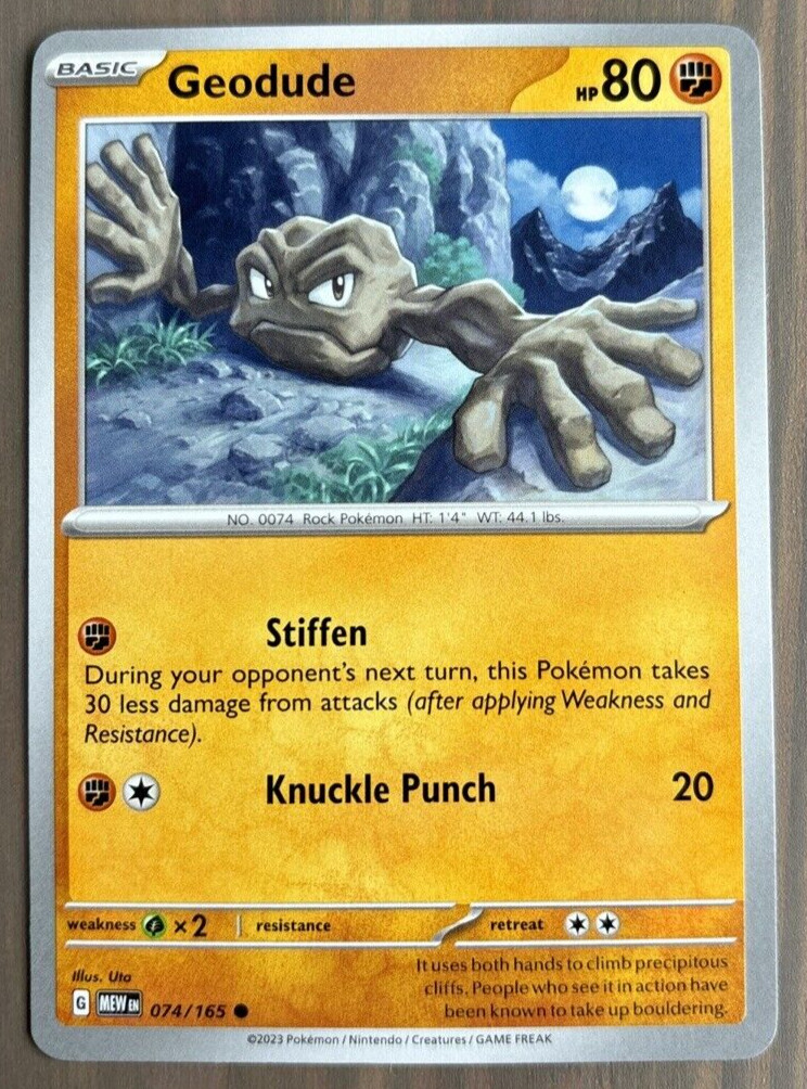 Geodude Pokemon Scarlet & Violet-151 074/165 Regular Common NM Near Mint