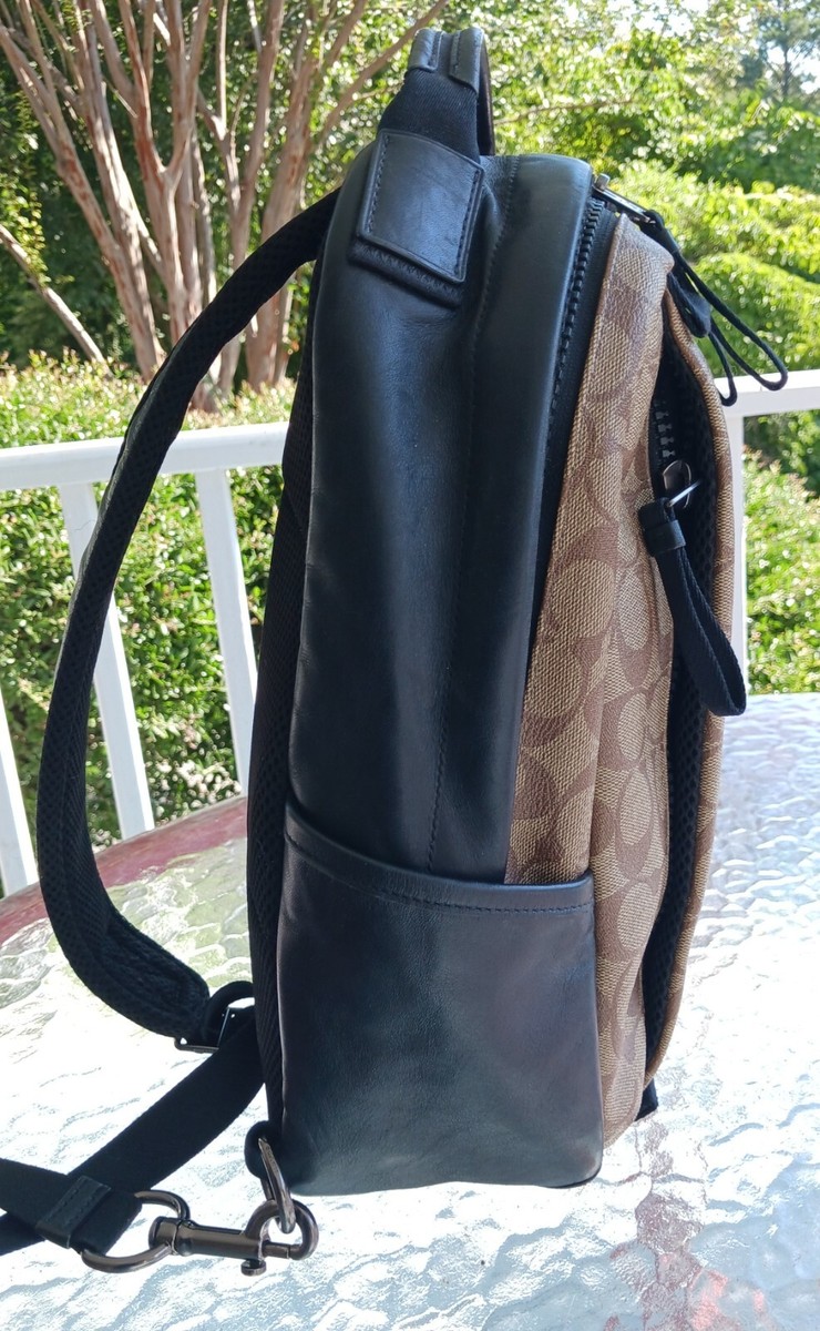 Coach 89909 Moto Edge Black & Beige Signature C Coated Canvas w