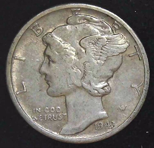 1943-D 10C Mercury Dime AU 90% Silver 23lwt0609-2