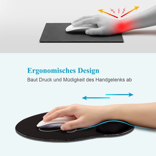 Tapis de Souris Ergonomique en Gel avec Repose-Poignet Noir - Photo 5/7