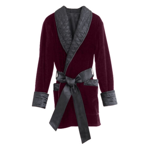 Smoking Jacket Velvet Mens - Merlot  - Picture 1 of 2