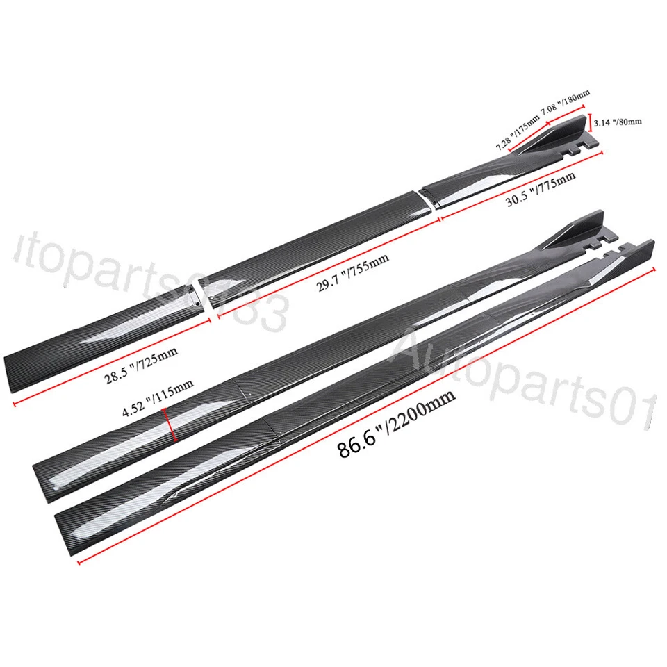 Carbon Fiber Style86.6" Side Skirt Extension Spoiler Splitter For Acura TLX Foto 4 de 4