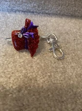 Red Hat Purple Flower Enamel Goldtone Keychain Red Hat Society