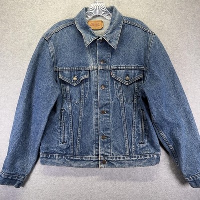 Vintage Levi's Jacket Mens 42 Blue Denim Button Bomber Made USA 70506-0216 80s