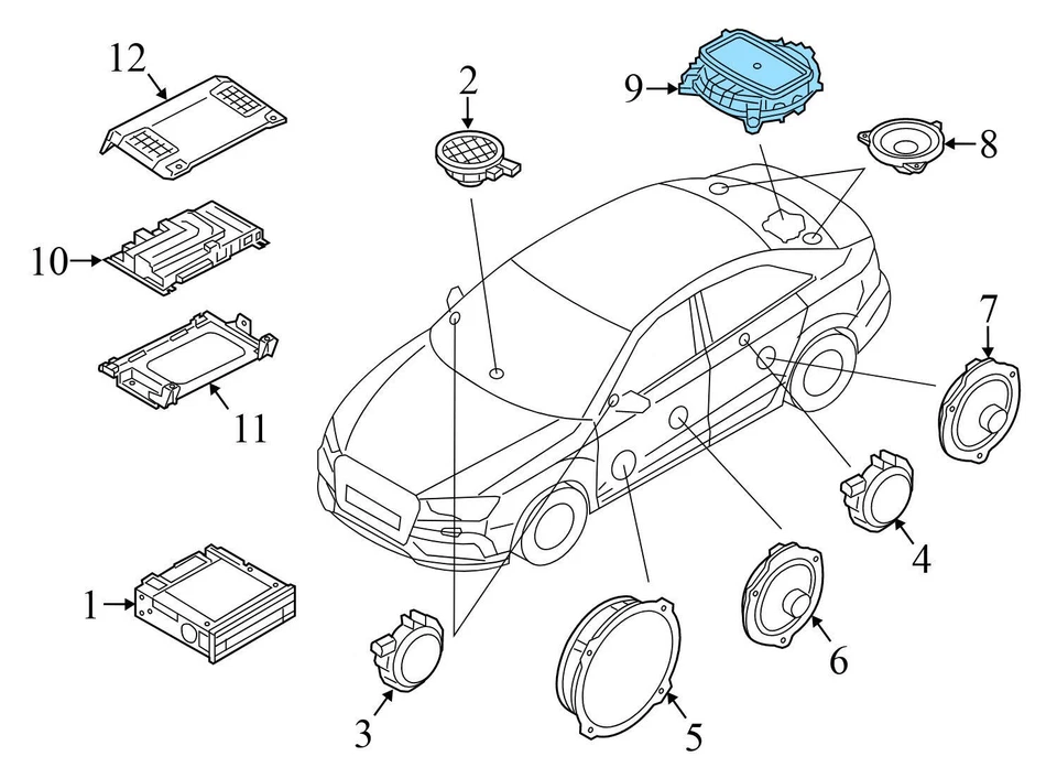 AUDI A3 SPORTBACK E-TRON 2016-2018 - Subwoofer trasero / CAJA DE BAJOS (centro) Foto 3 de 4