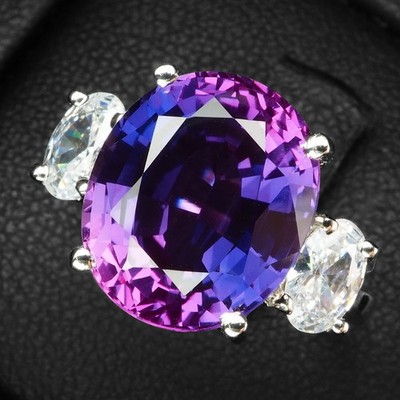 Invaluable Blue Purple Sapphire Oval 9Ct 925 Sterling Silver White Gold Rings