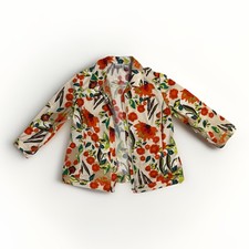 Chico's Multi Color Flor Print 3/4 Sleeve Lightweight Zip Up Jacket size Large/2