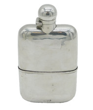 Antiguo frasco de cadera y estribo de plata esterlina Sampson Mordan & Co. Londres