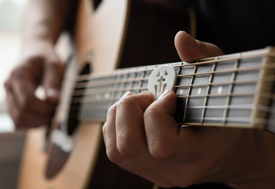 Elite Grip 吉他挑选尼龙白色十字镂空 (5 件 - 购买 4 免费获得 1 !) — 第 2/4 张图片