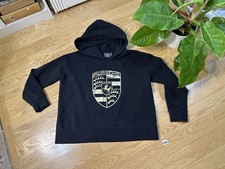    Porsche Crest Hoodie Pullover Schwarz Black Gold Logo Relaxed Fit Small L k 