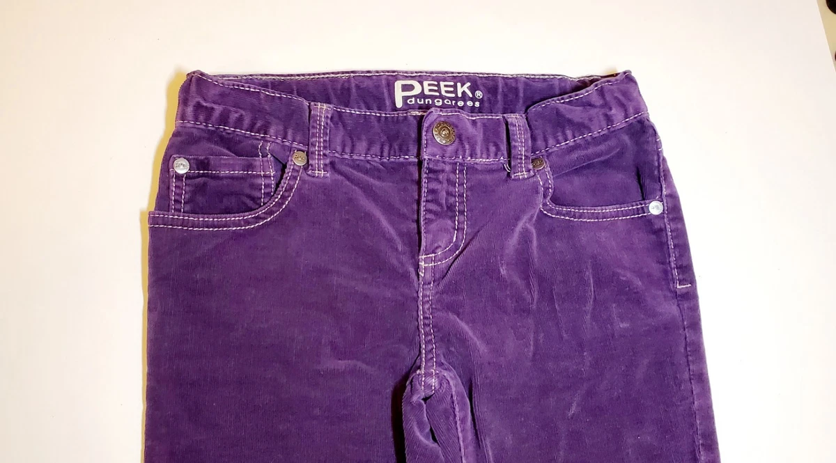 PEEK peto niñas púrpura pana pierna recta pantalones elásticos talla 12