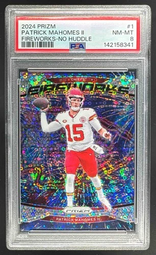 EL.206 Patrick Mahomes II 2024 Panini Prizm #1 No Huddle Fireworks PSA 8