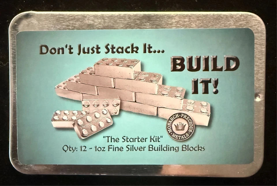 1 oz Silver Monarch Building Block Bars 12 Piece Starter Kit Includes Metal Case - Image 2 of 3