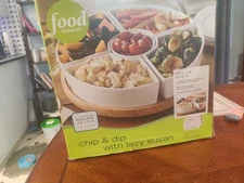 Food Network Chip And Dip Set With Bamboo Lazy Susan