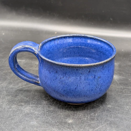 Studio Art Pottery Hand Thrown Coffee Mug Cobalt Blue Vintage 2003
